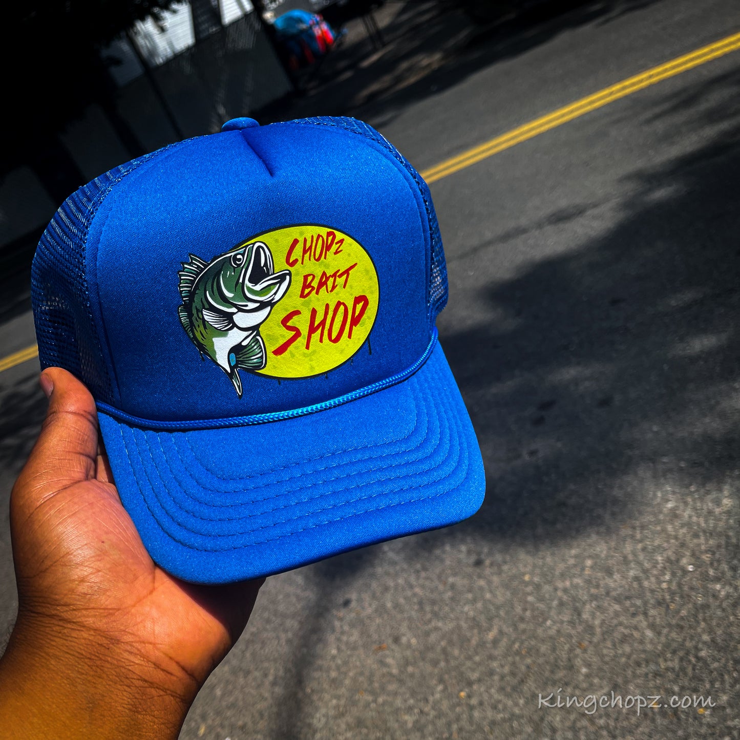 Royal blue Chopz Bait Shop Trucker