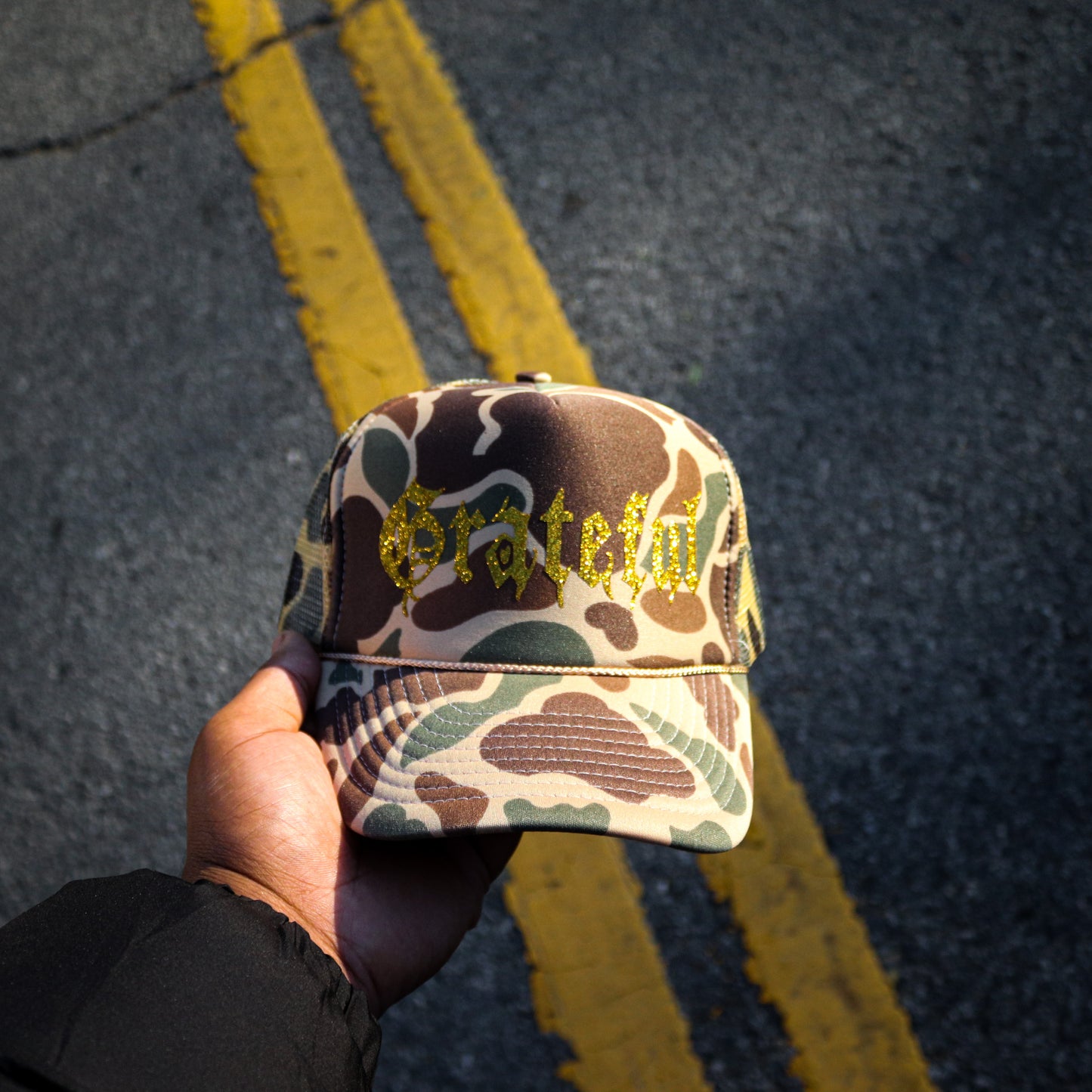 Gold Grateful Camo  Trucker