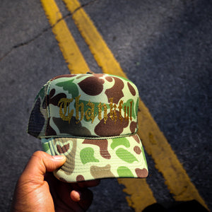 Gold Thankful Camo trucker